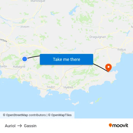 Auriol to Gassin map