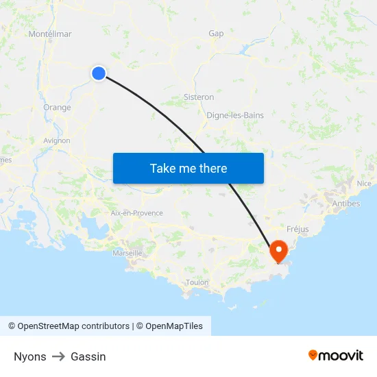 Nyons to Gassin map
