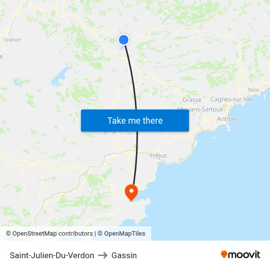 Saint-Julien-Du-Verdon to Gassin map