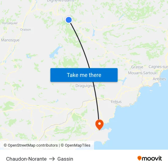 Chaudon-Norante to Gassin map