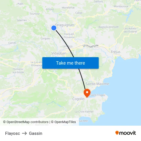 Flayosc to Gassin map