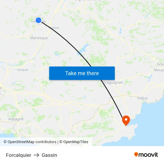 Forcalquier to Gassin map