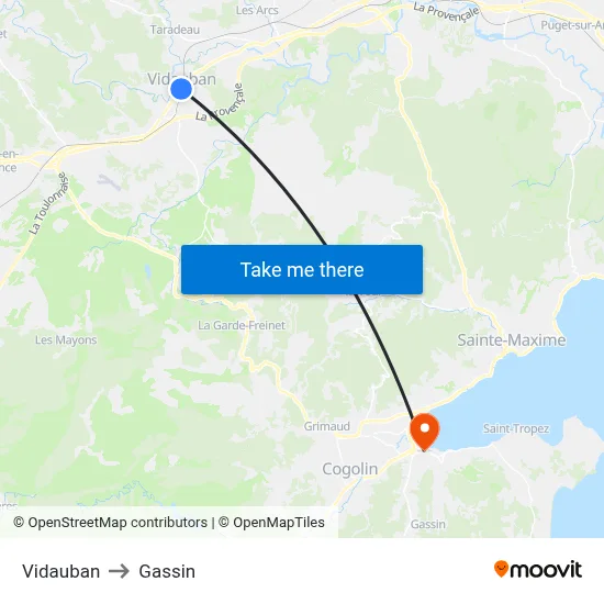 Vidauban to Gassin map