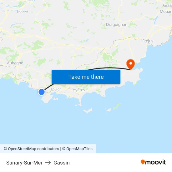 Sanary-Sur-Mer to Gassin map