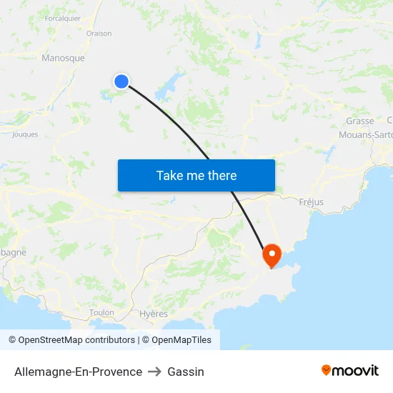 Allemagne-En-Provence to Gassin map