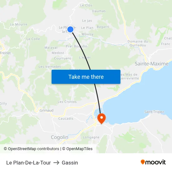 Le Plan-De-La-Tour to Gassin map