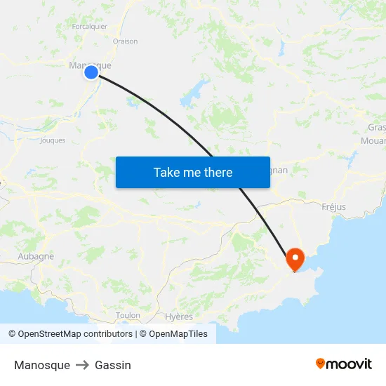 Manosque to Gassin map