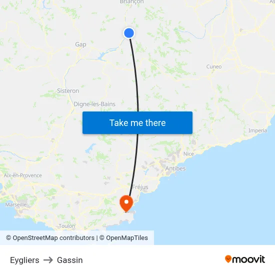 Eygliers to Gassin map