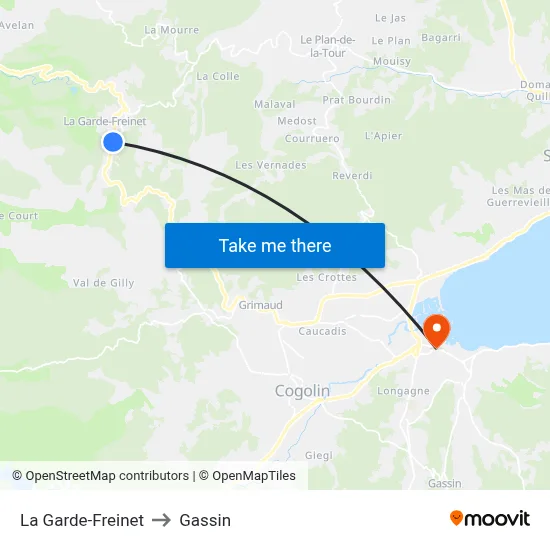 La Garde-Freinet to Gassin map