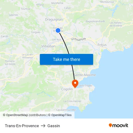 Trans-En-Provence to Gassin map