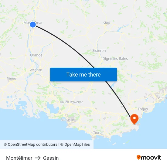 Montélimar to Gassin map