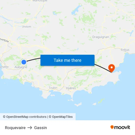 Roquevaire to Gassin map