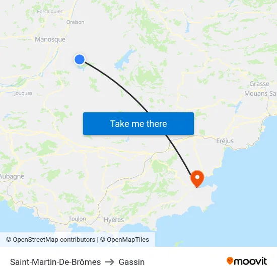 Saint-Martin-De-Brômes to Gassin map