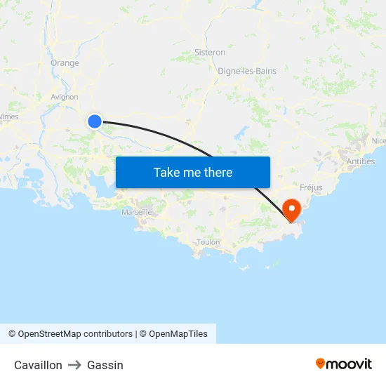 Cavaillon to Gassin map
