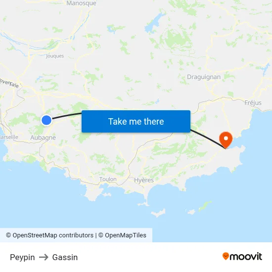 Peypin to Gassin map