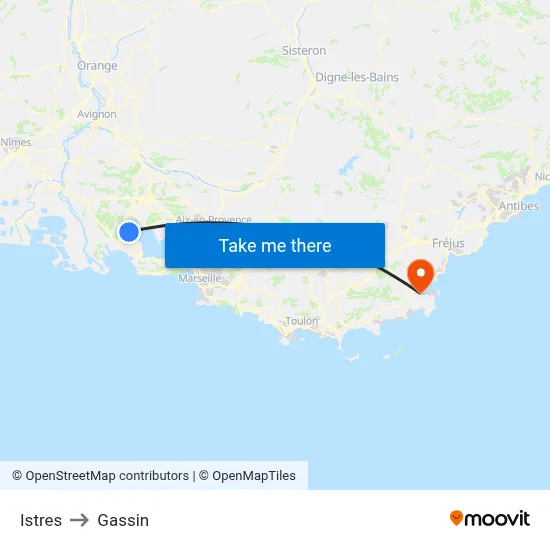 Istres to Gassin map