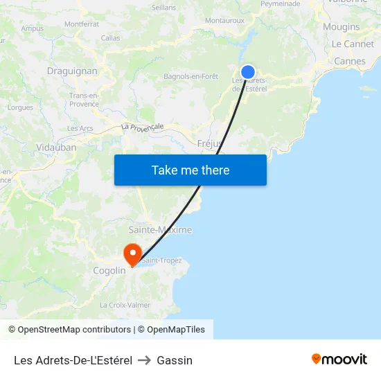Les Adrets-De-L'Estérel to Gassin map