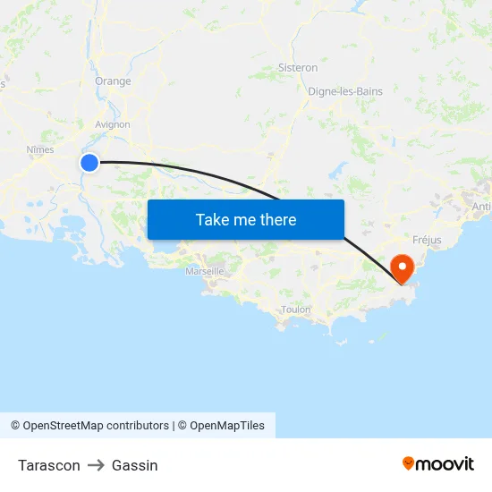 Tarascon to Gassin map