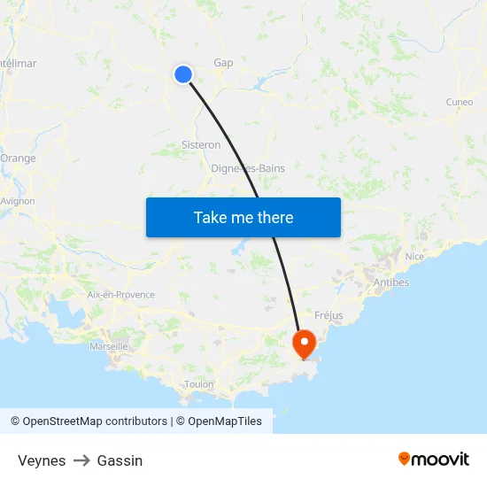 Veynes to Gassin map