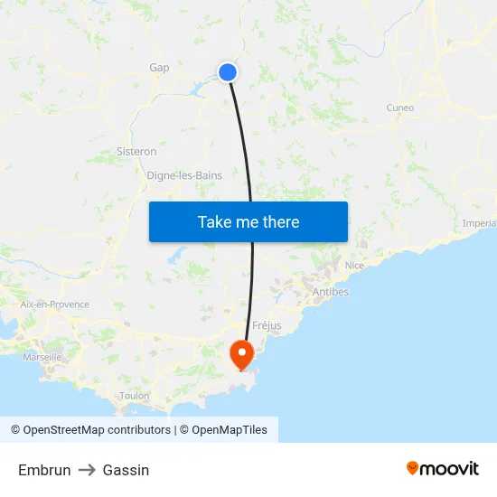 Embrun to Gassin map