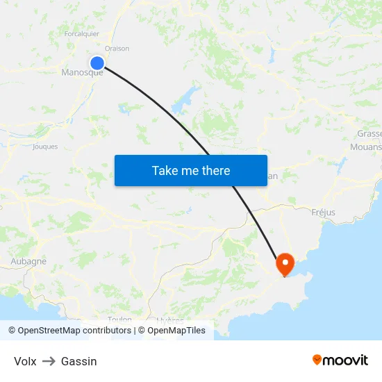 Volx to Gassin map
