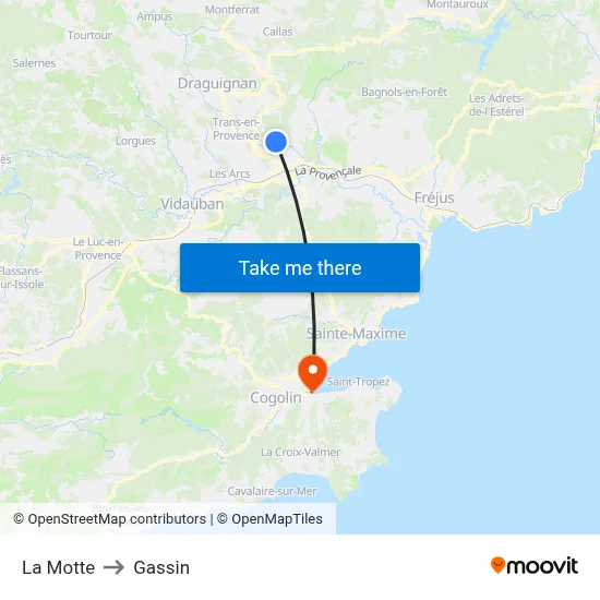 La Motte to Gassin map