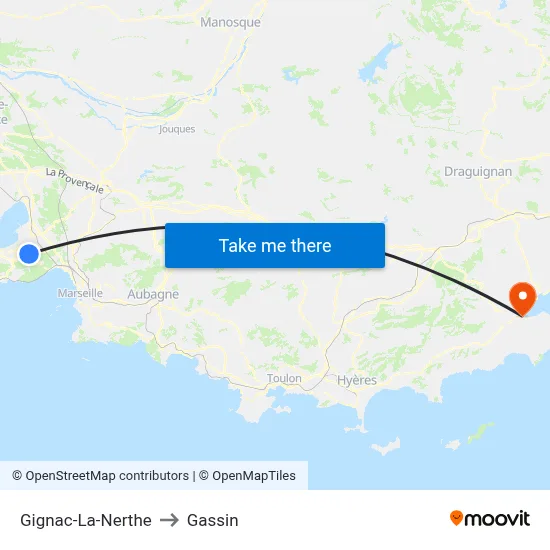 Gignac-La-Nerthe to Gassin map