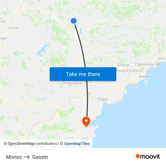 Moriez to Gassin map