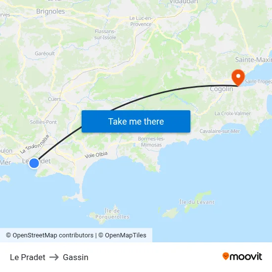 Le Pradet to Gassin map