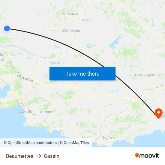 Beaumettes to Gassin map