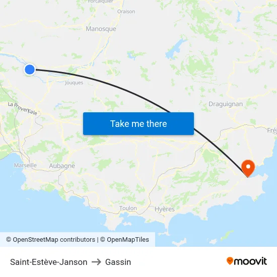 Saint-Estève-Janson to Gassin map