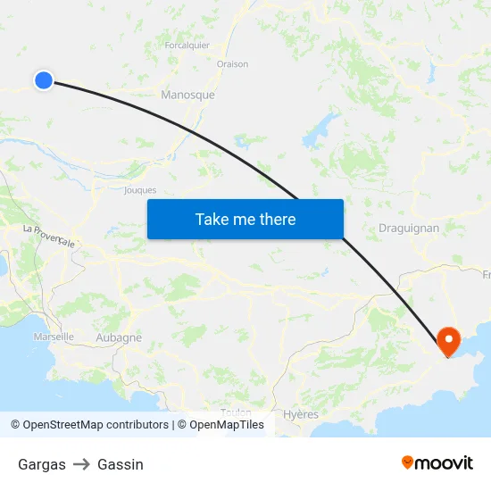 Gargas to Gassin map