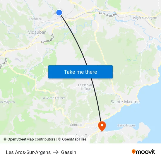 Les Arcs-Sur-Argens to Gassin map