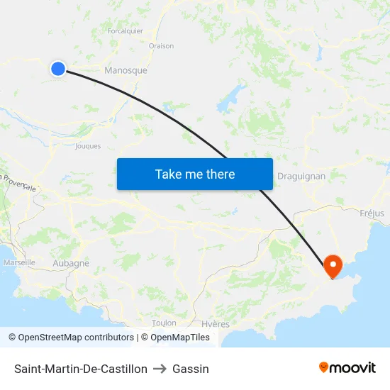 Saint-Martin-De-Castillon to Gassin map