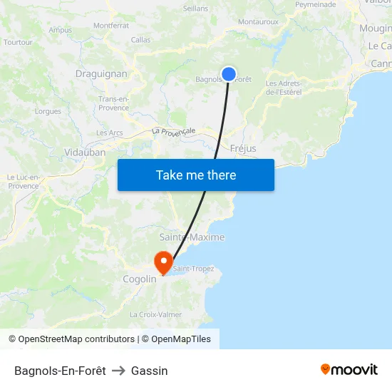 Bagnols-En-Forêt to Gassin map