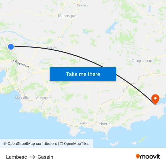 Lambesc to Gassin map
