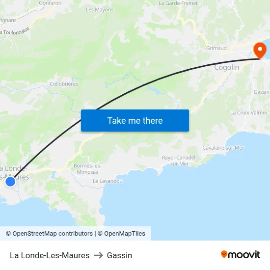 La Londe-Les-Maures to Gassin map