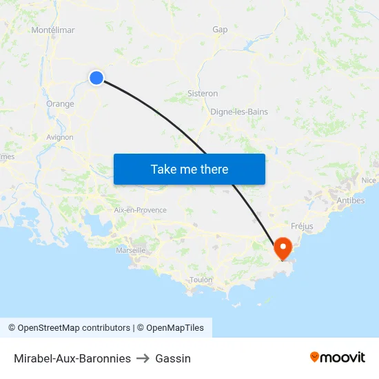 Mirabel-Aux-Baronnies to Gassin map