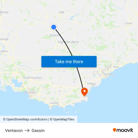 Ventavon to Gassin map