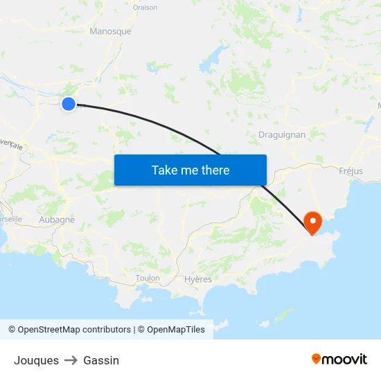 Jouques to Gassin map