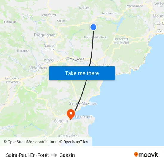 Saint-Paul-En-Forêt to Gassin map