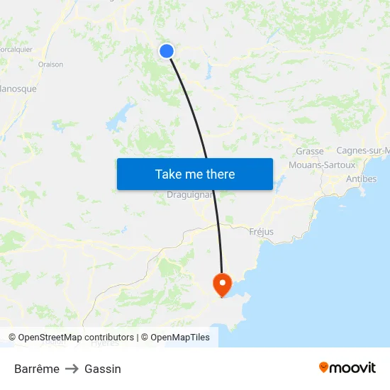Barrême to Gassin map
