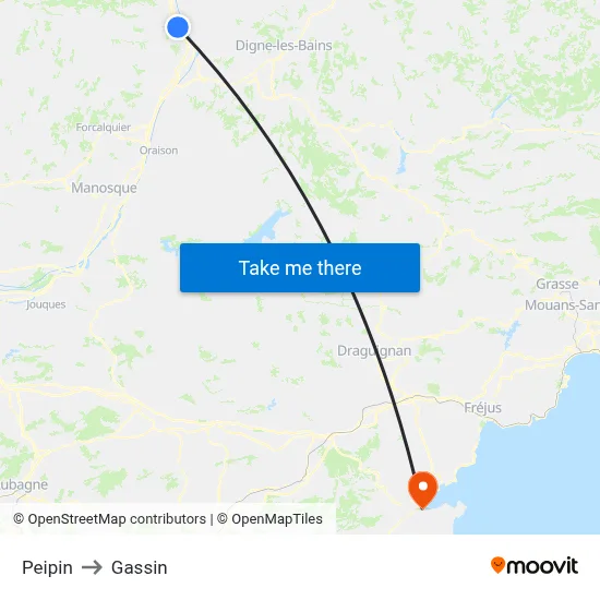 Peipin to Gassin map