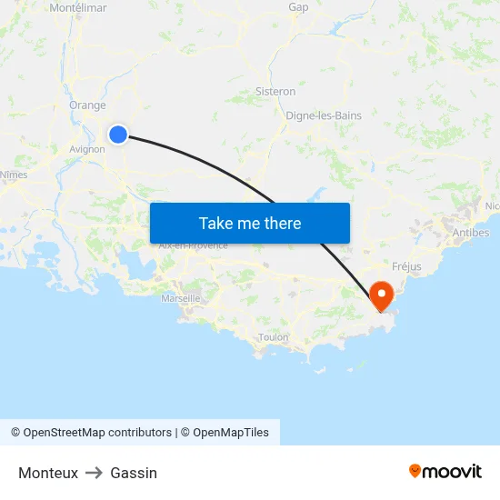 Monteux to Gassin map