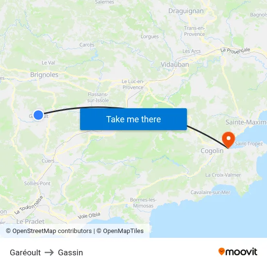 Garéoult to Gassin map