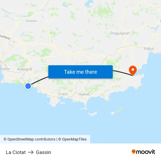 La Ciotat to Gassin map