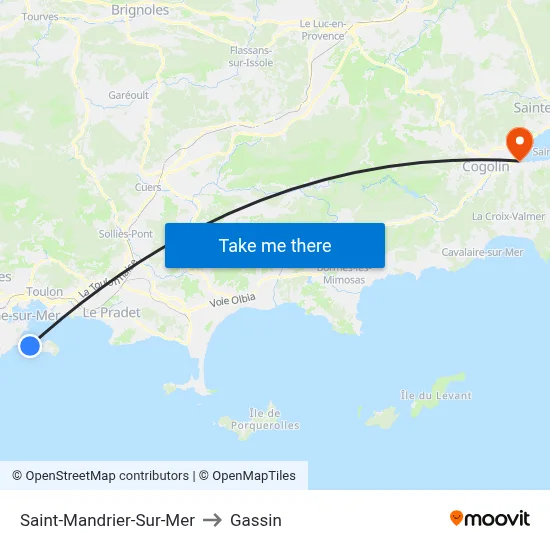 Saint-Mandrier-Sur-Mer to Gassin map