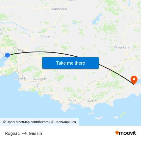 Rognac to Gassin map