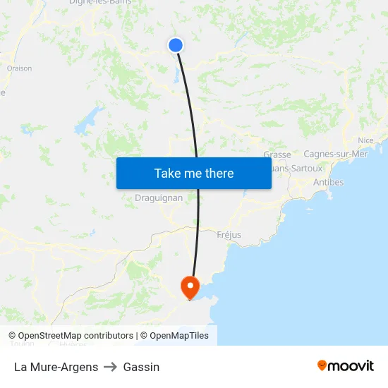 La Mure-Argens to Gassin map