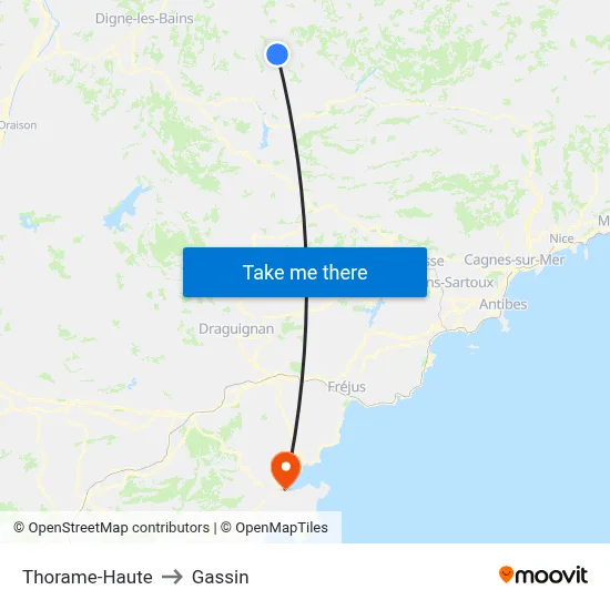 Thorame-Haute to Gassin map